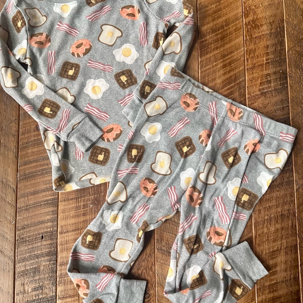 Wonder Nation Gray Pajama Set with Breakfast Theme